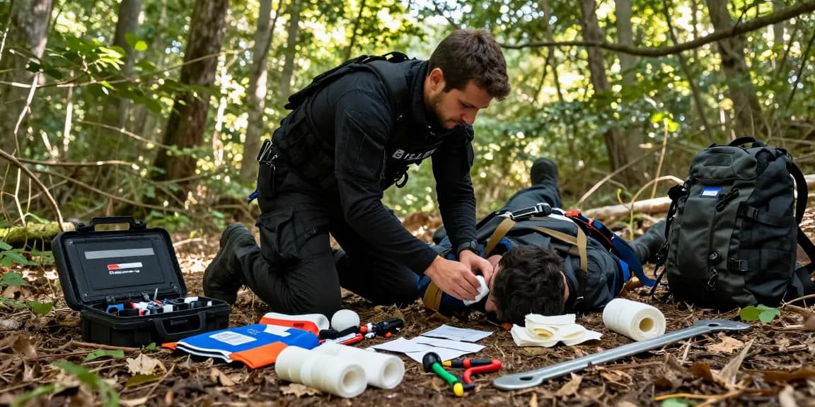 IFAK Trauma Kit in action during a tactical emergency, showcasing rapid deployment of critical medical supplies.