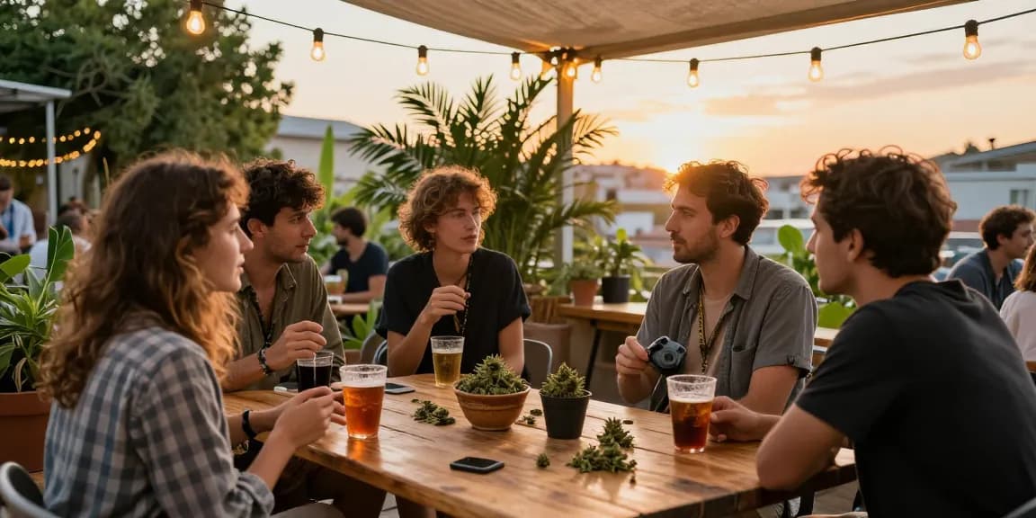 Where To Buy Weed In Spain (Barcelona, Mallorca, Madrid, Ibiza)? Vibrant cannabis social club scene in Barcelona with friendly conversations.