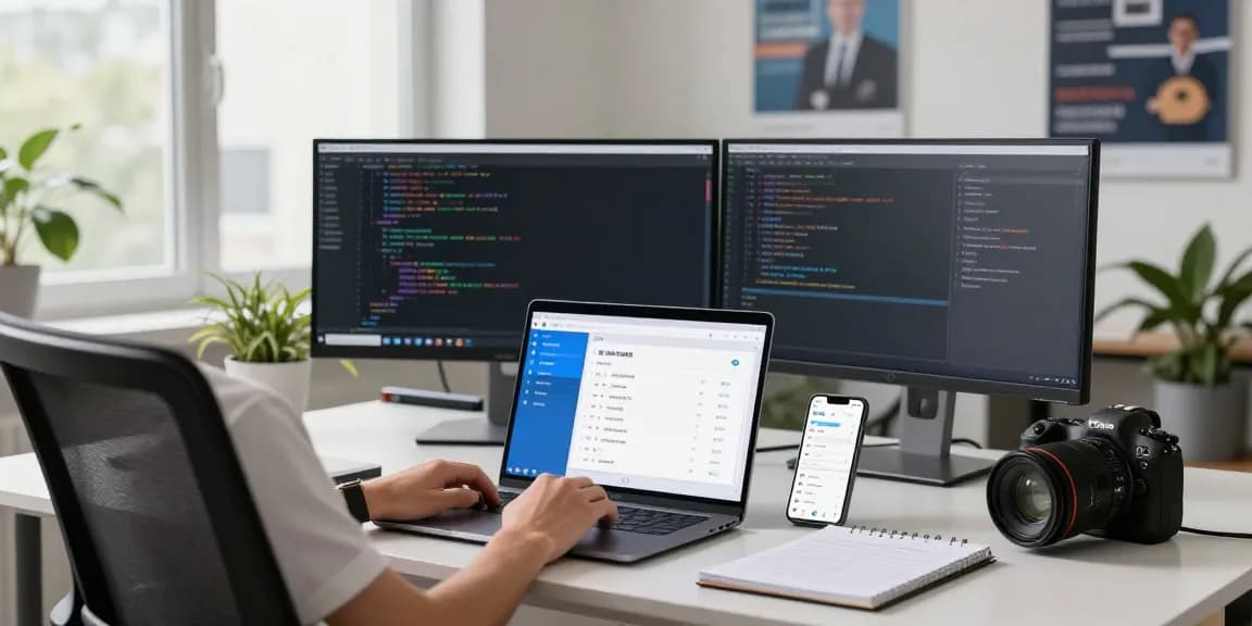 Adjusting telegram chinese settings in a modern workspace with tech elements and natural light.