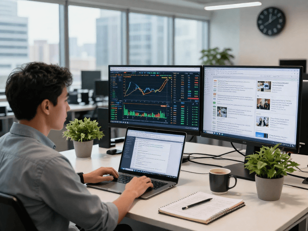 TradingView官网的专业交易工作环境，显示实时市场数据和交易图表。