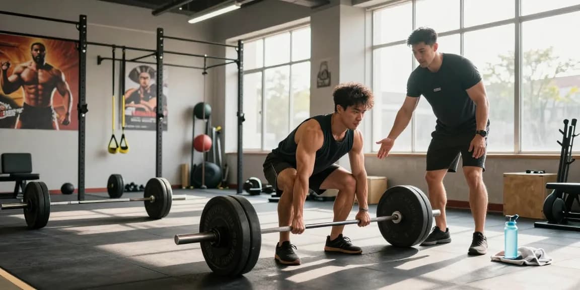Bodybuilder im Steroidshop beim Training mit Gewichten im Fitnessstudio.