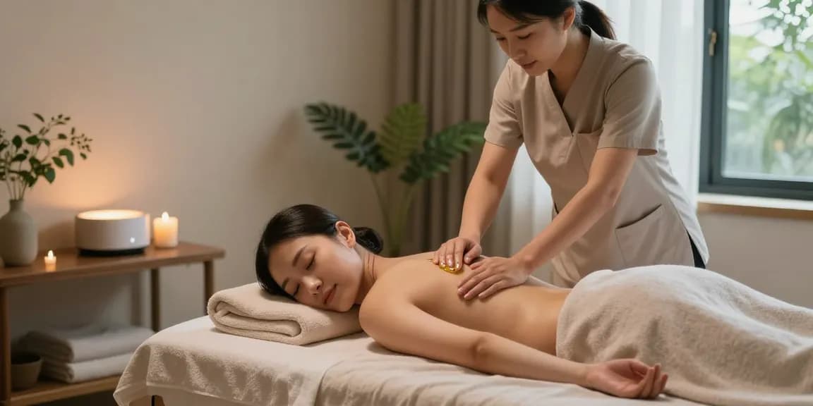 강남스웨디시 마사지 중인 여성의 편안한 모습과 아늑한 스파 환경
