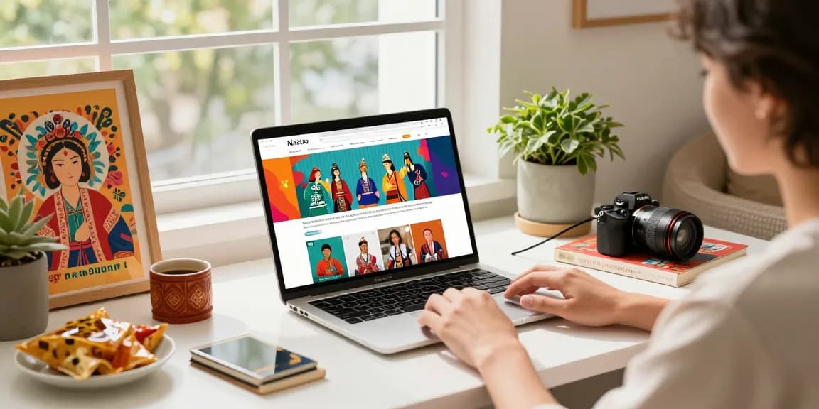Engaging workspace at https://hanadultalk.com highlighting Asian culture and content exploration in Spanish, infused with vibrant decor.