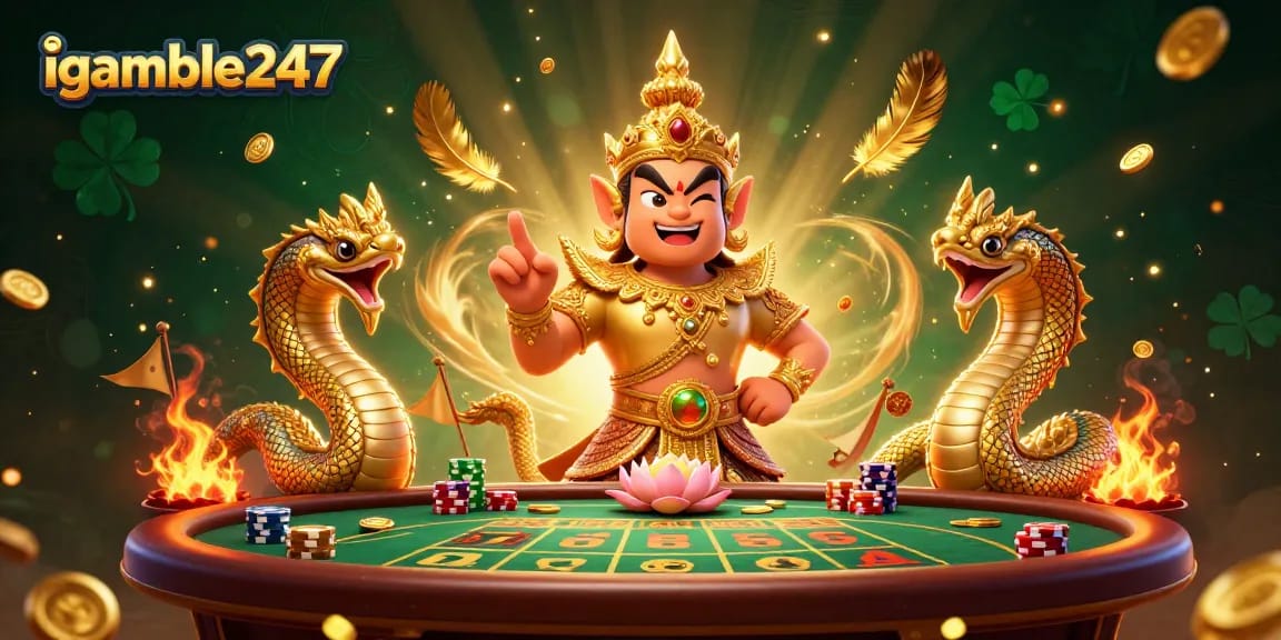 Uji akses cepat igamble247 dengan penjaga kuil dan naga di kasino digital.