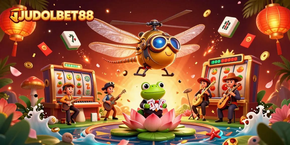Experience JUDOLBET88 with thrilling jackpot excitement in a vibrant casino atmosphere featuring unique 3D characters.