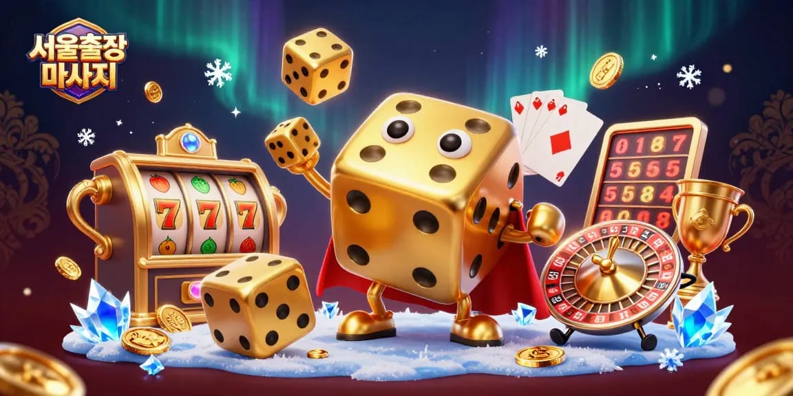 Experience the excitement of 서울출장마사지 with dynamic golden dice juggling and casino elements.