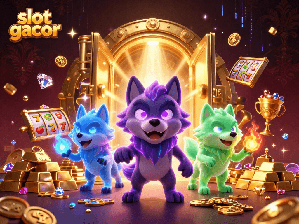 Engage with slot gacor through this dynamic 3D illustration of ghostly wolves among treasures.