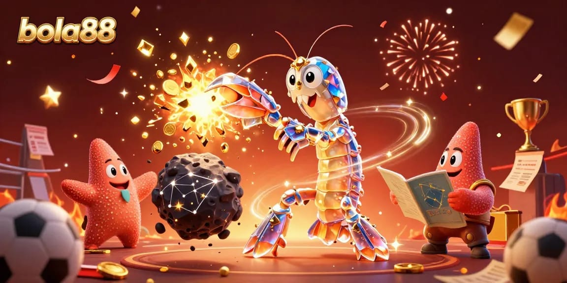 Bola88 meriah dengan samurai udang mantis 3D yang beraksi dalam taruhan olahraga, mempertaruhkan kemenangan.