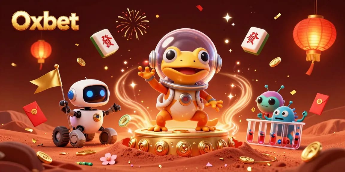 Experience high-stakes gaming with Oxbet in a packed golden casino exploration scene.