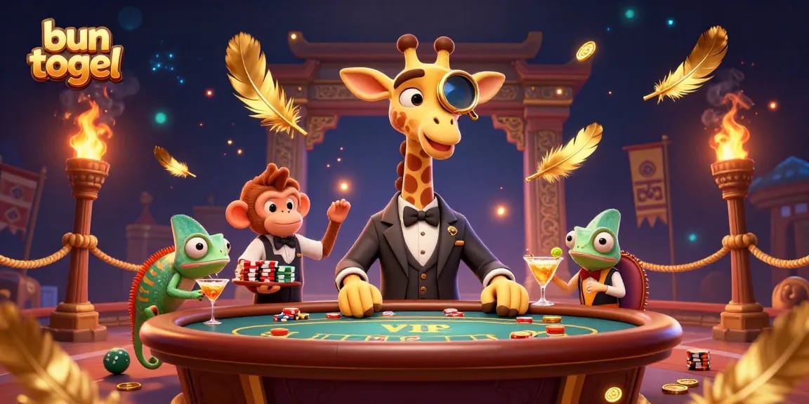Bun togel menciptakan pengalaman bermain dengan jerapah kaya dan bartender chameleon di kasino online.