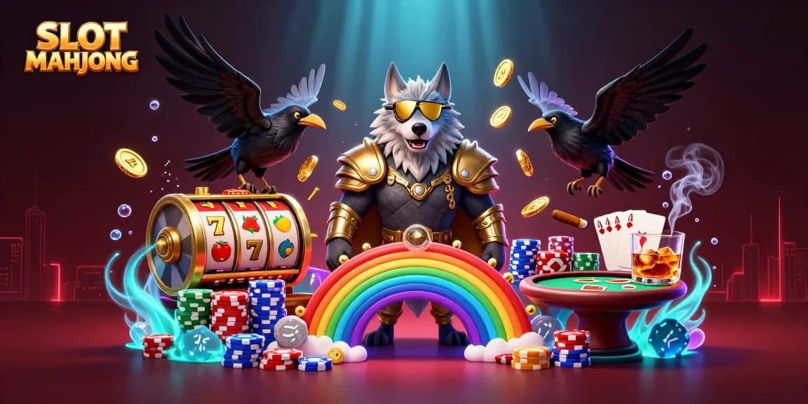 Experience SLOT MAHJONG winning strategies with an engaging scene featuring Norse mythology and dynamic casino elements.