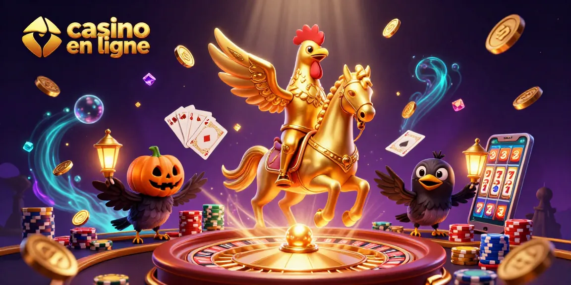 Jouez à casino en ligne avec des jeux passionnants entourés de pièces d'or et de lanternes brillantes.