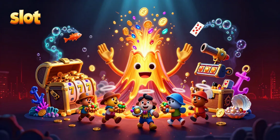 Spin the vibrant slot reels as the golden volcano erupts with treasure and excitement.