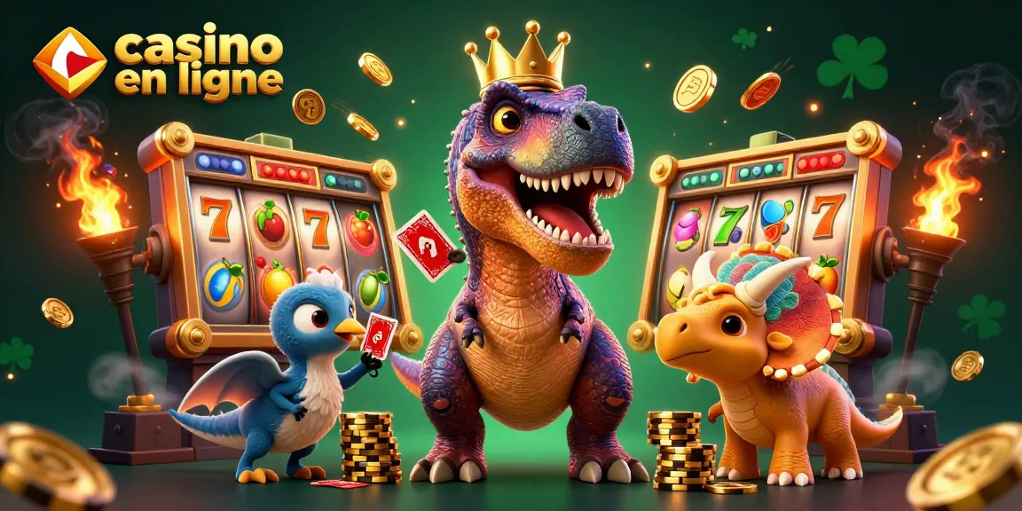 Profitez des jeux de casino en ligne avec un T-Rex amusant et des éléments de jackpot captivants.
