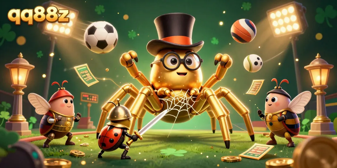 Engage with an exciting scene showcasing qq88z in a playful casino setting with vibrant characters.
