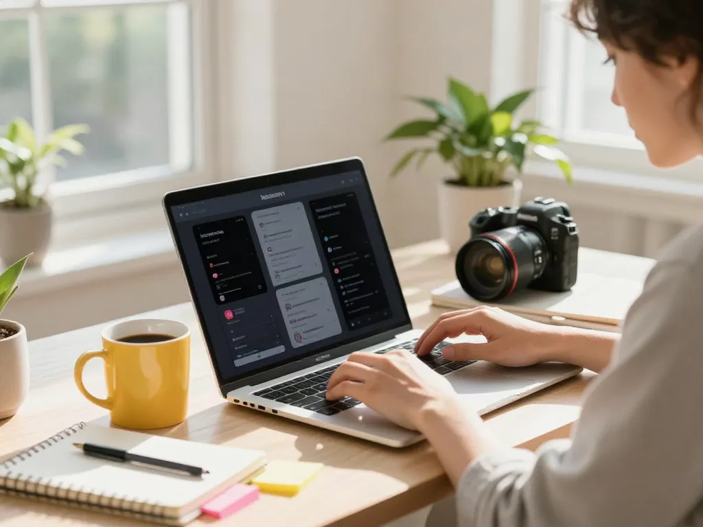 Focused user engaging with insanony tool to view Instagram stories anonymously.