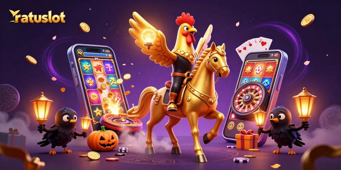 Experience thrilling gameplay with ratuslot featuring golden rooster and casino elements.