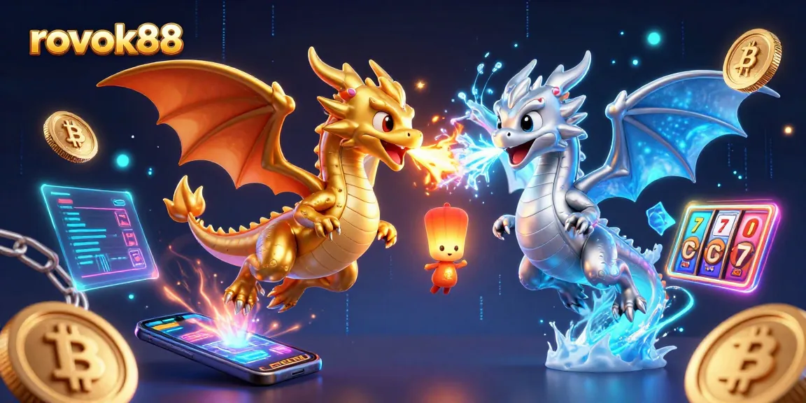 Engage with rokok88's thrilling gaming scenes featuring dynamic dragons and casino elements.