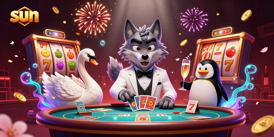 Experience the sun-kissed excitement of a vibrant online casino scene with engaging characters and dynamic game elements.