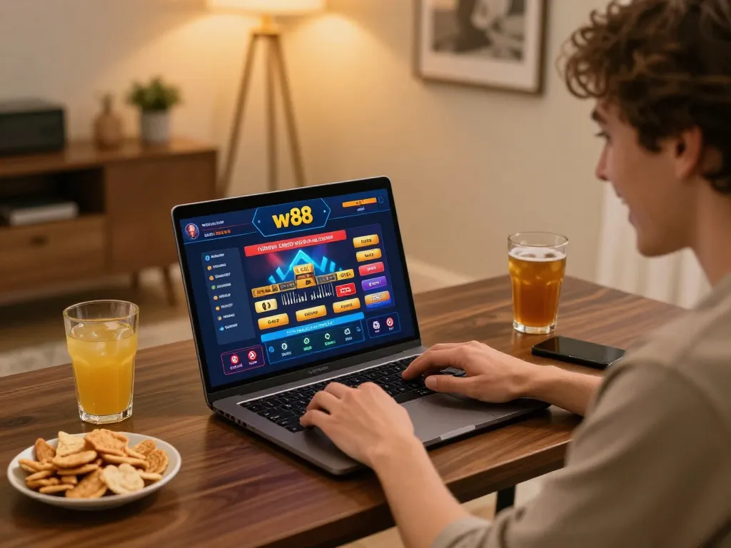 Experience thrilling w 88 gameplay at home on a laptop while tracking strategies.