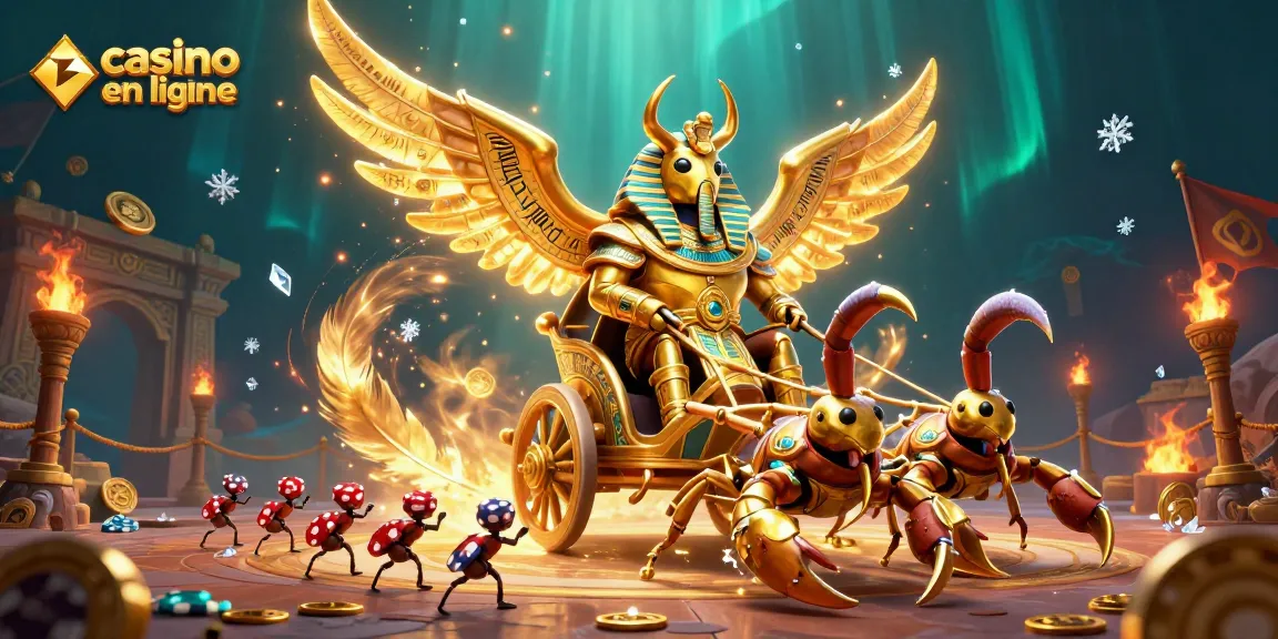 Expérimentez le plaisir du casino en ligne avec un scarabée colossal et des scorpions dans un décor riche.