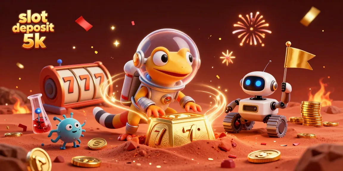 Experience the excitement of slot deposit 5k with a Martian gecko discovering a golden casino!