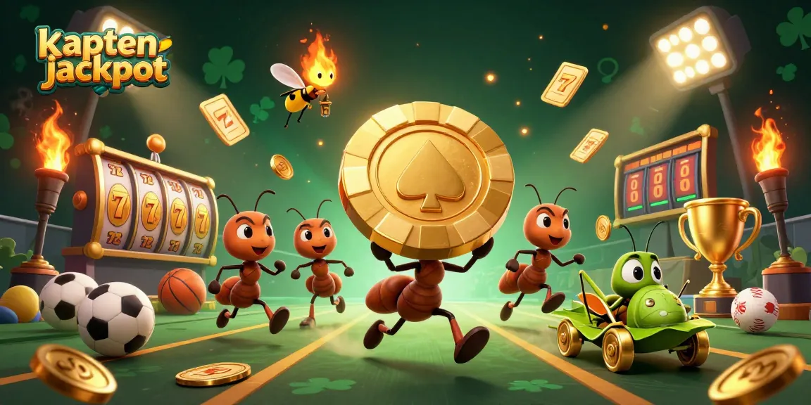 Experience excitement with kaptenjackpot as ants carry a massive poker chip in a thrilling casino heist.