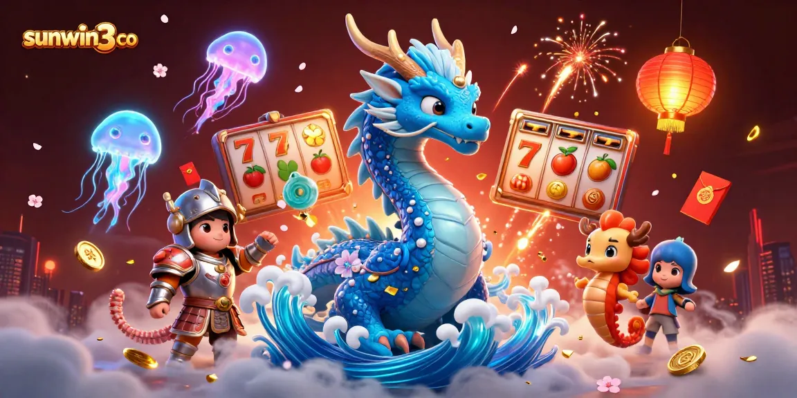 Experience big wins at sunwin3 co with a vibrant game-themed underwater scene featuring a dragon and sea creatures.