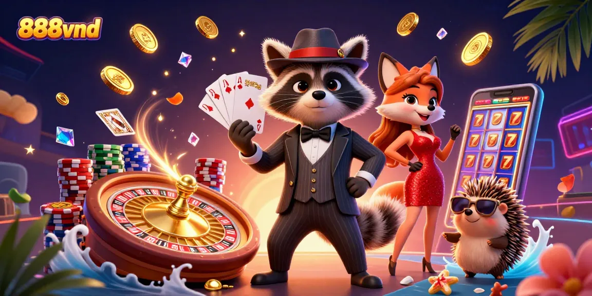 Experience thrilling action with 888vnd's vibrant casino scene illustrating winning bets and excitement.