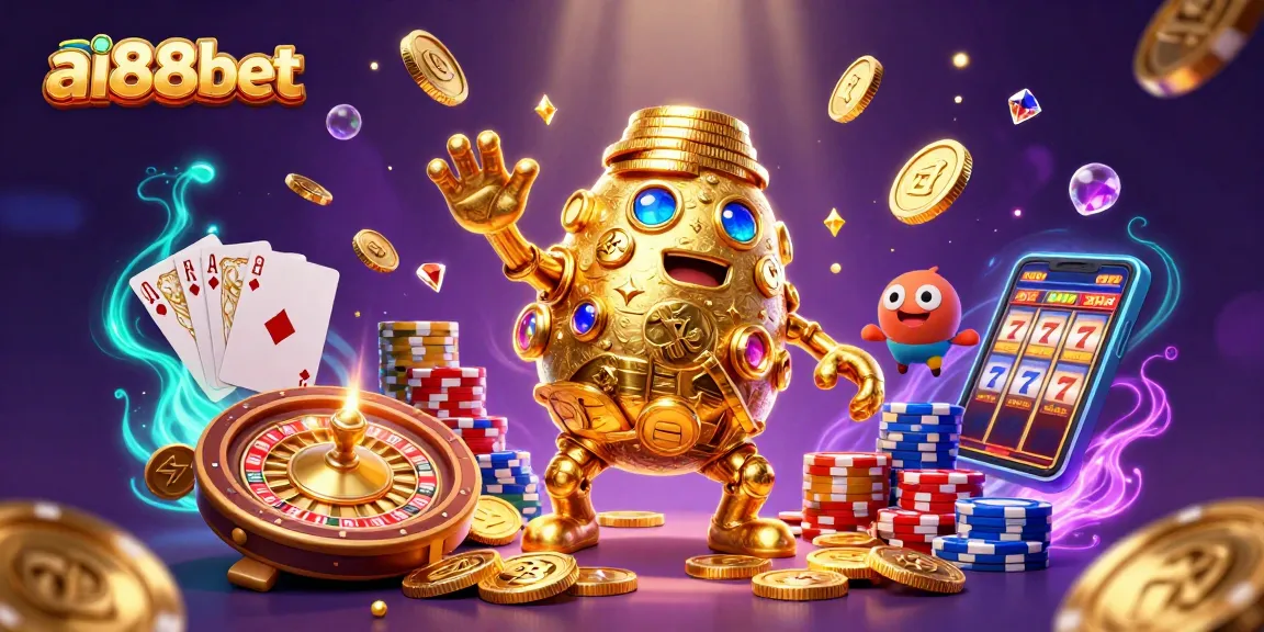 Experience thrilling gameplay with ai88bet's dazzling casino features, highlighted by a golden golem amidst sparkling elements.