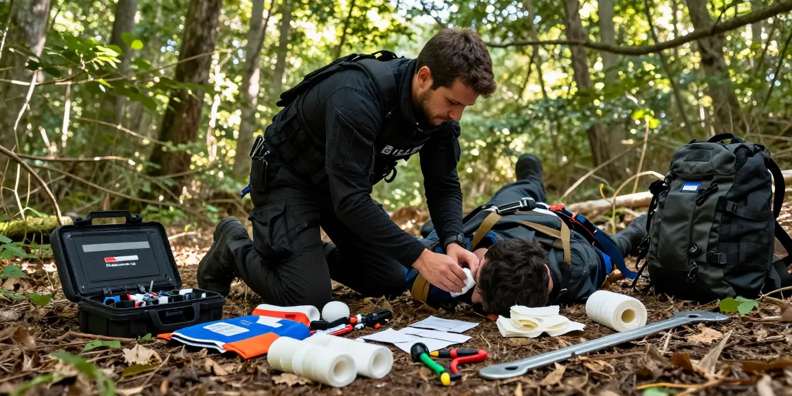 IFAK Trauma Kit in action during a tactical emergency, showcasing rapid deployment of critical medical supplies.