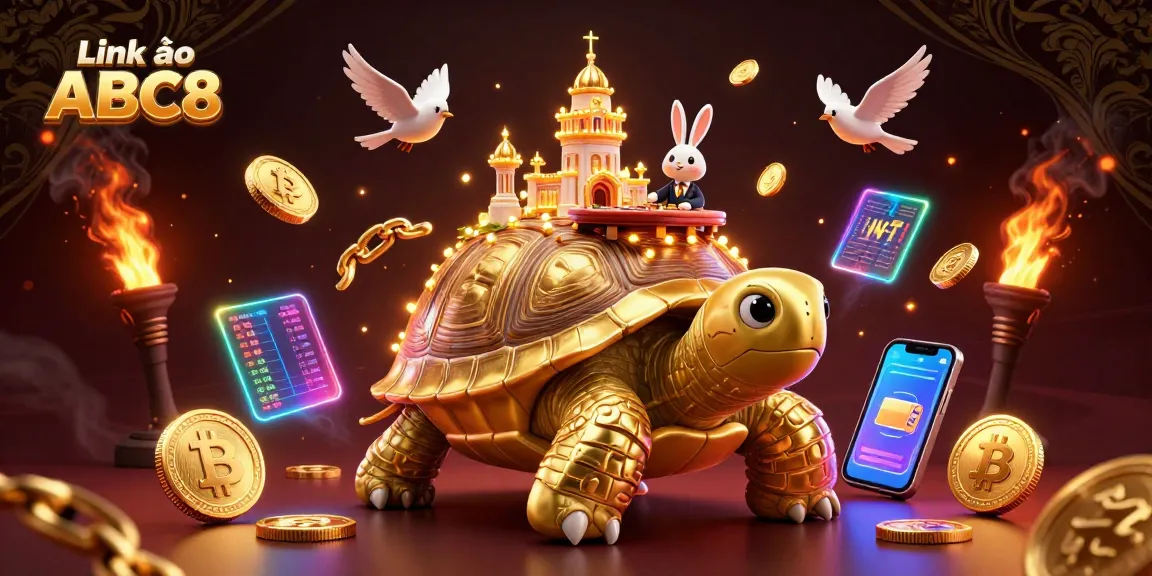 Experience Link vào ABC8 with vibrant characters and golden rewards in a dynamic casino scene.