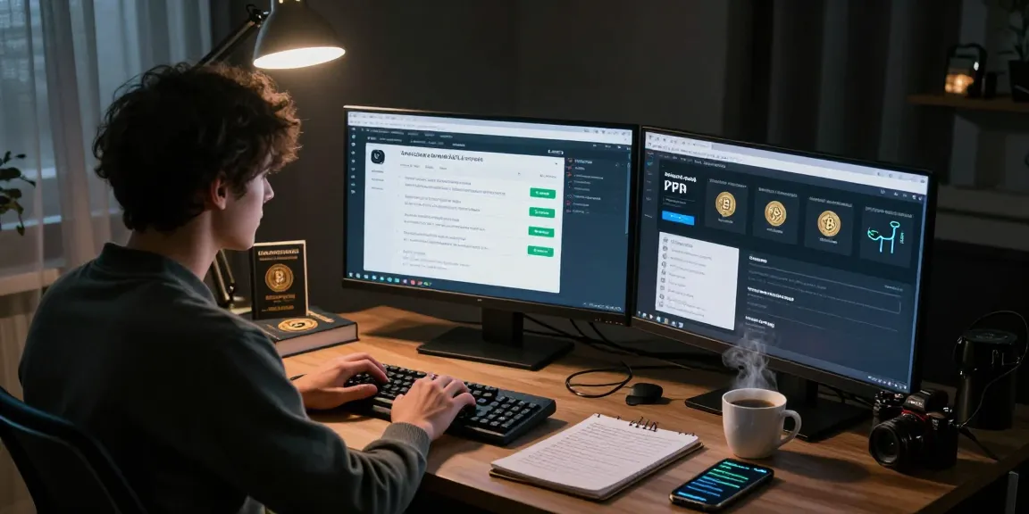 Focused individual navigating the Best Darknet Markets 2026 on multiple screens, highlighting security and anonymity.