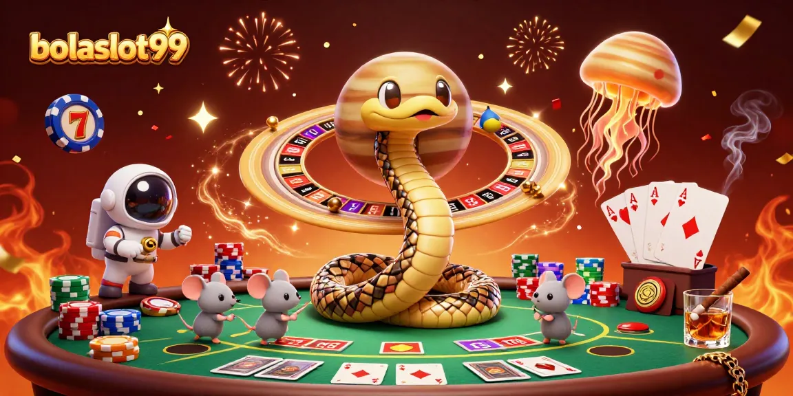Experience thrilling action in bolaslot99's vibrant cosmic casino illustration.