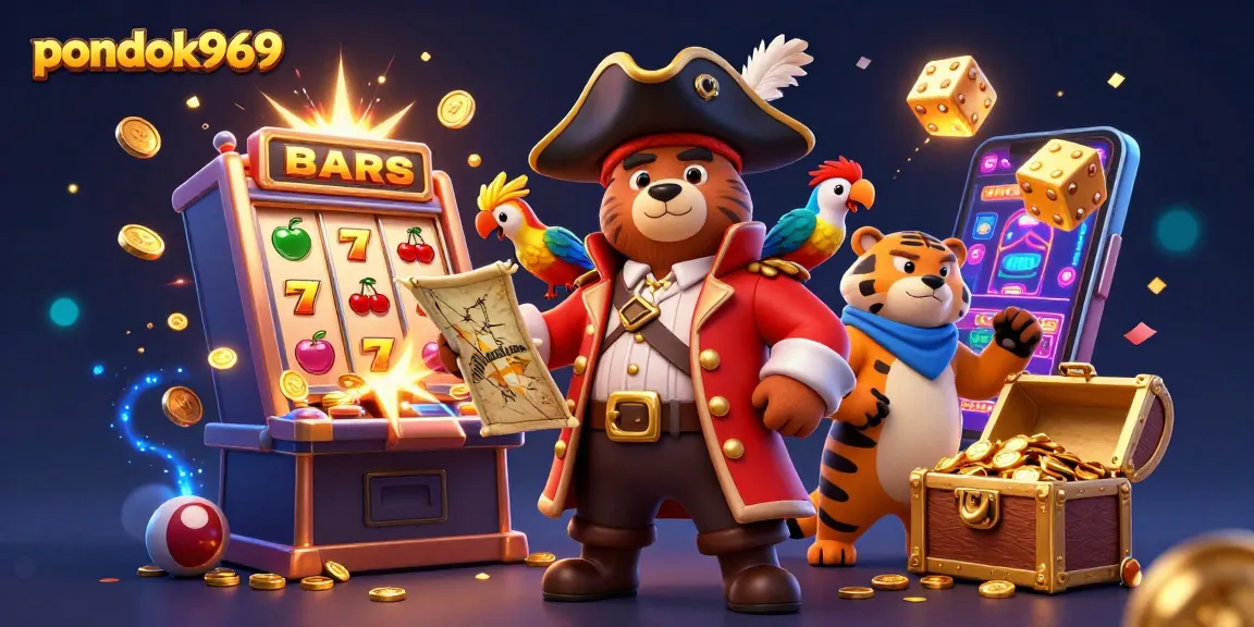 Pondok969 captivates players at a vibrant slot machine jackpot explosion, enticing action.