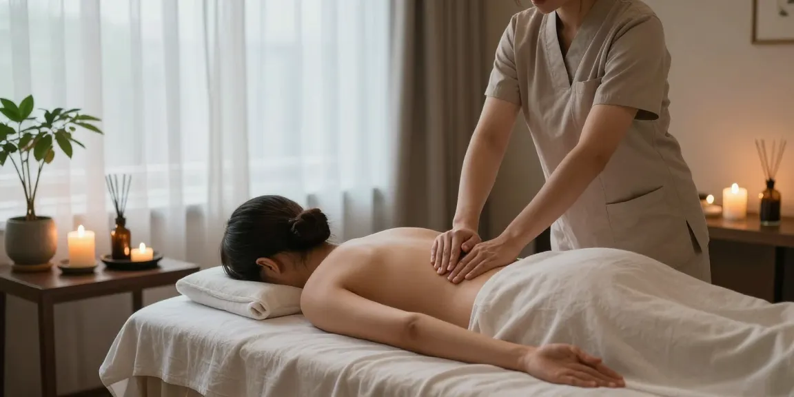 부산스웨디시 마사지룸에서 편안한 분위기로 마사지하는 모습