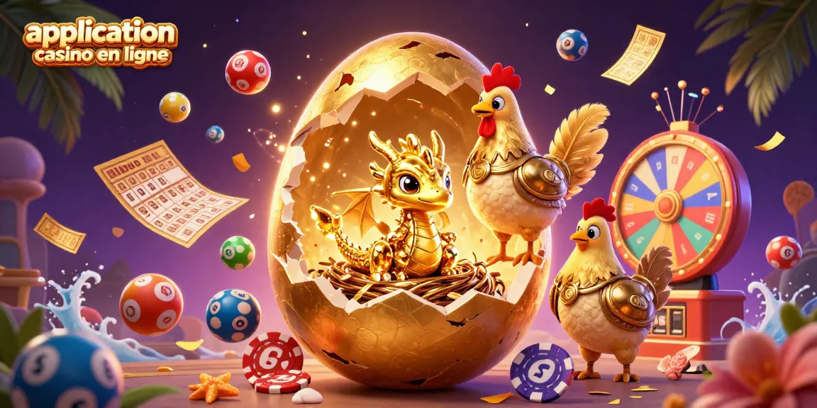 Application casino en ligne illustrant une scène de jeu dynamique avec un dragon doré et des éléments de loterie