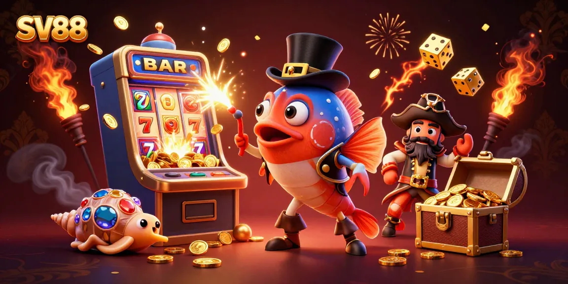 SV88 anglerfish attracts golden coins at an exciting casino scene filled with dynamic game elements.