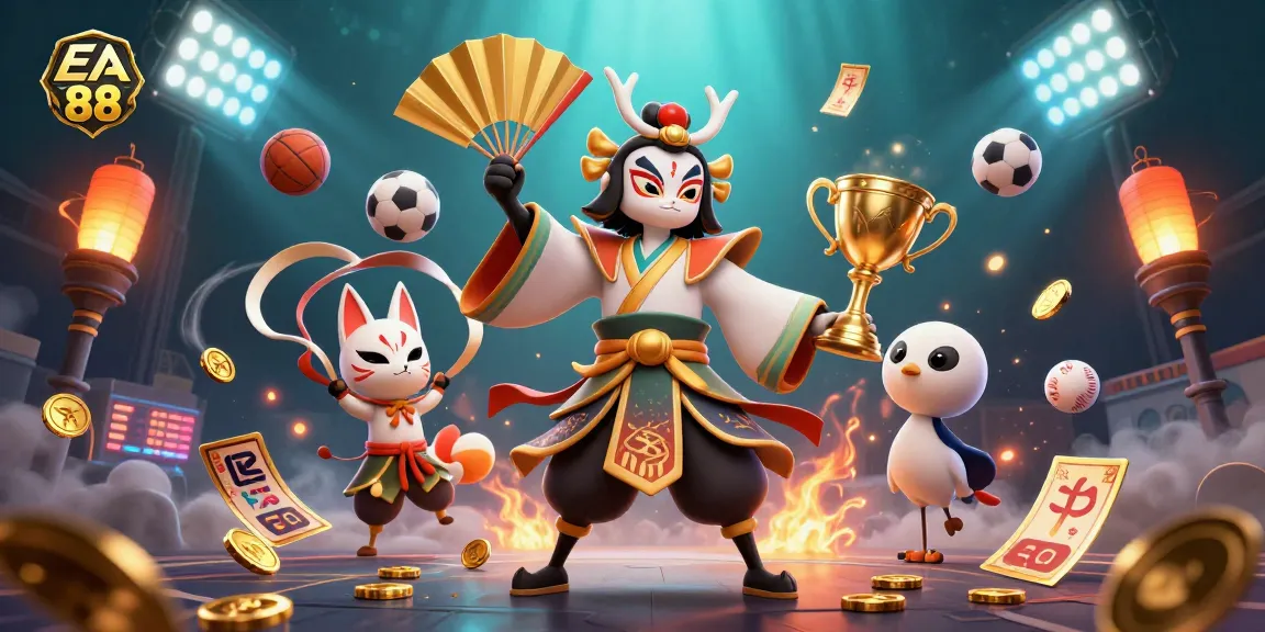 Experience EA 88's vibrant gaming world with a kabuki warrior scene full of action and excitement.