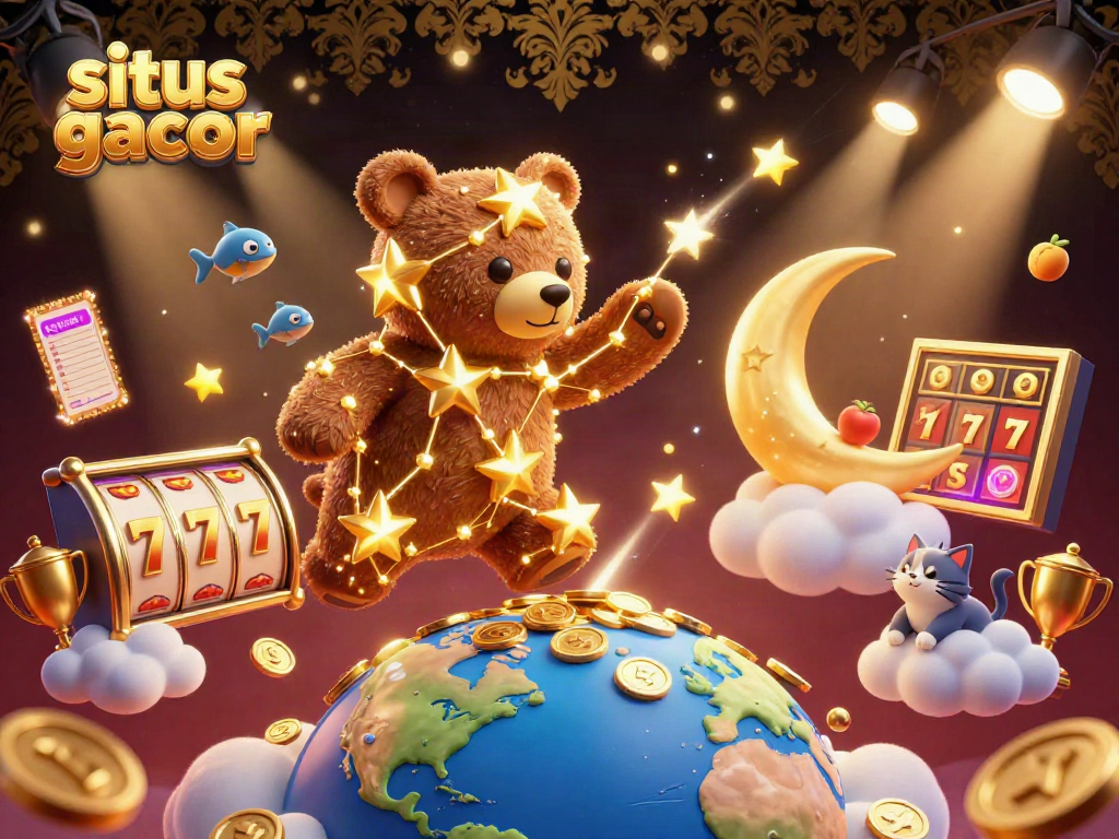 Scoop up big wins at situs gacor with vibrant casino elements like slots and gold coins.