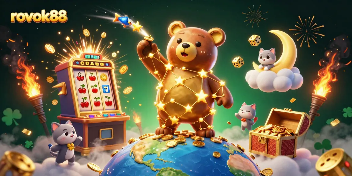 Experience thrilling gaming action with rokok88 in this vibrant, dynamic casino illustration.