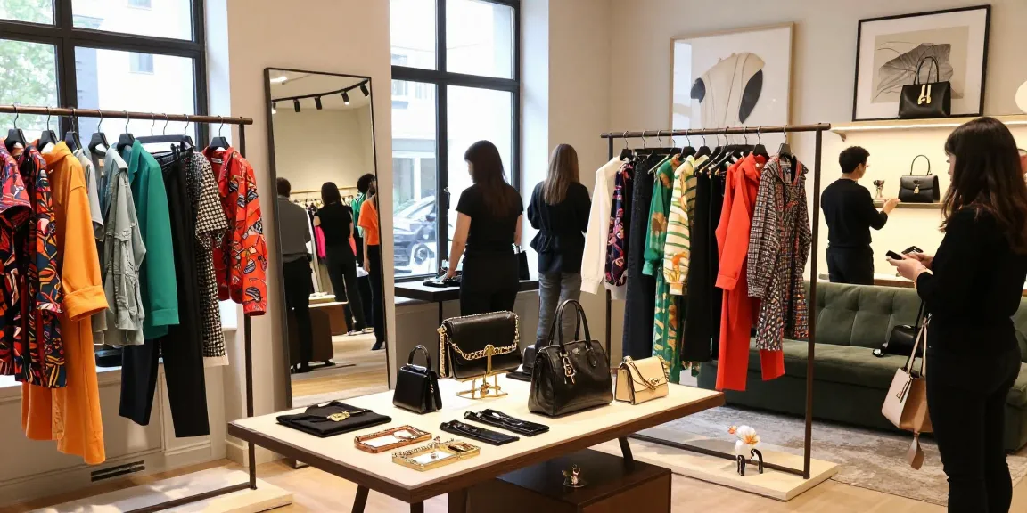 Shopping experience with a stylish 레플리카 handbag in a chic boutique.