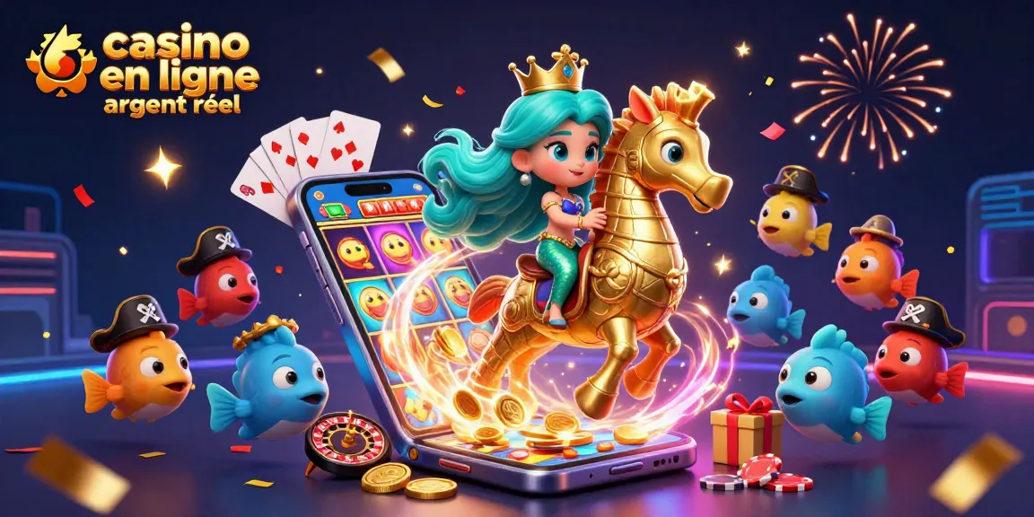 Découvrez l'univers du casino en ligne argent réel avec une princesse sirène et des éléments de jeu colorés.