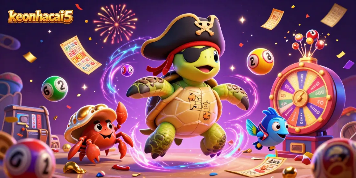 Experience excitement with keonhacai5 as a pirate turtle leads fun-filled lottery adventure.