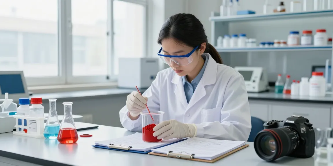 Buy Phosphorus Red in a professional lab setting with chemist analyzing quality standards.