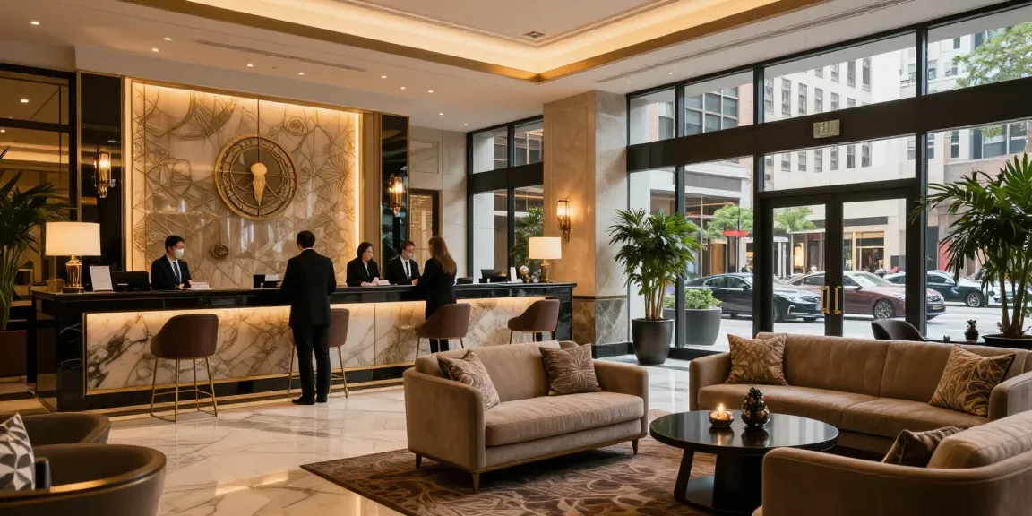rokok 88 delivers a luxurious experience at Carter Hotel's elegant lobby with welcoming staff and warm ambiance.