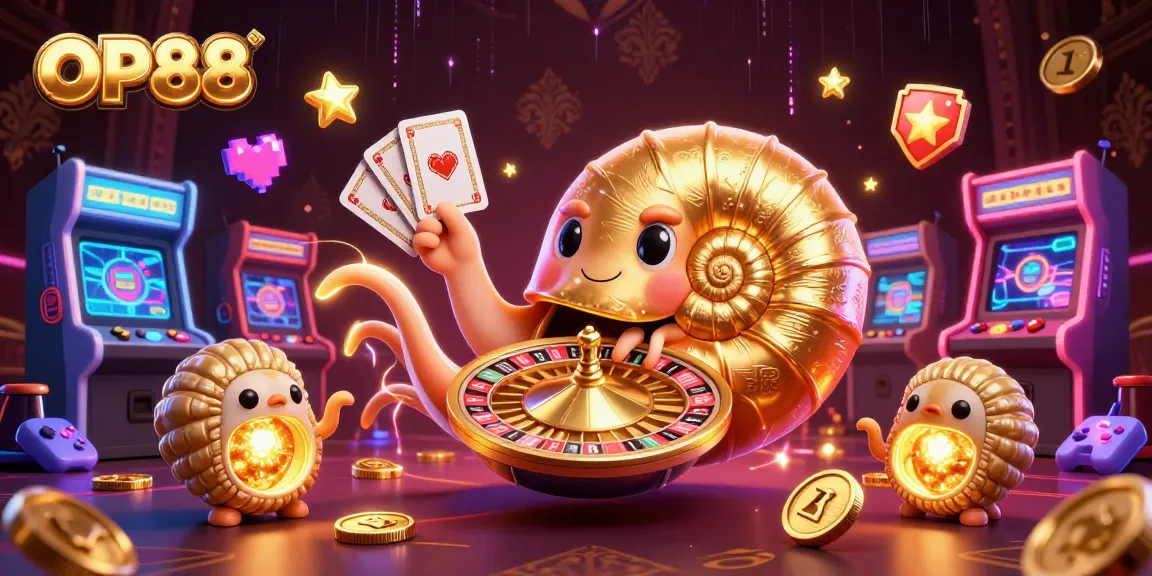 Engage in the excitement of OP88 as you play cards with a glowing giant nautilus and witness vivid 3D casino elements.