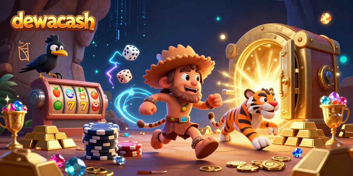 Dewacash features a thrilling scene with unique characters in a vibrant prehistoric casino setting.