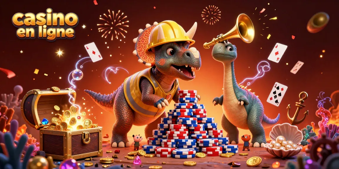 Profitez du casino en ligne avec un triceratops et une fête sous-marine vibrante.