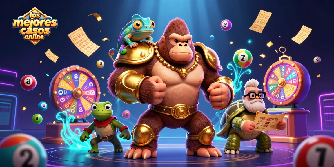 Gana en los mejores casinos online con esta ilustración vibrante de personajes de casino.